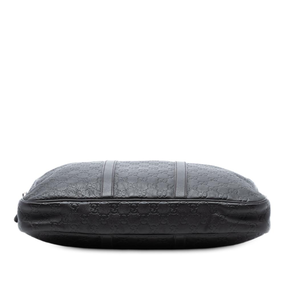 Gucci B Gucci Black Calf Leather Guccissima Business Bag Italy