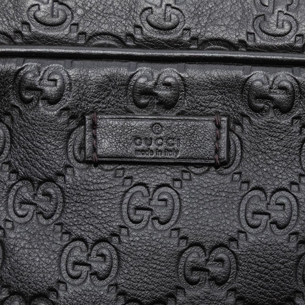 Gucci B Gucci Black Calf Leather Guccissima Business Bag Italy