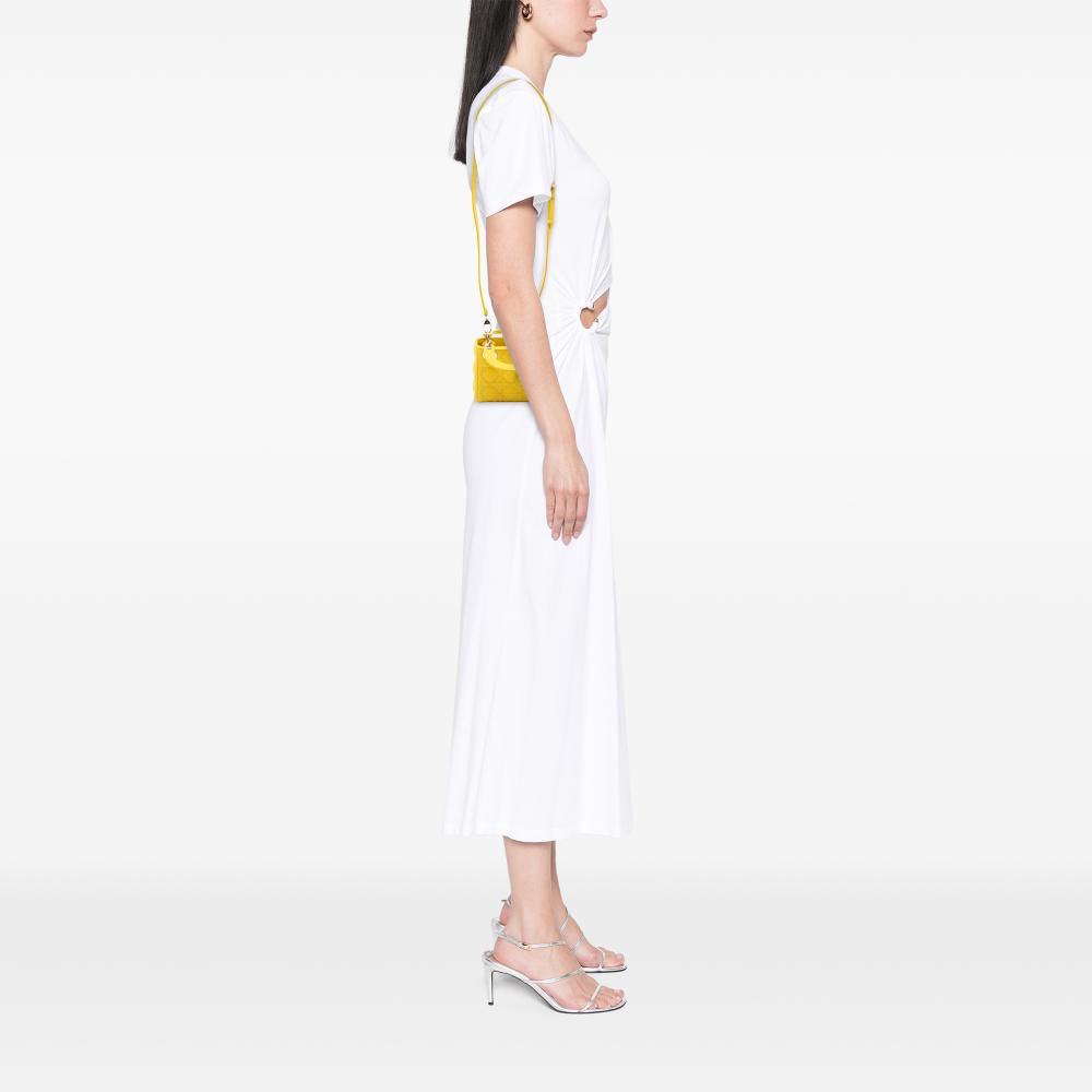 Christian Dior AB Dior Yellow Lambskin Leather Leather Micro Lambskin Cannage Lady Dior Italy