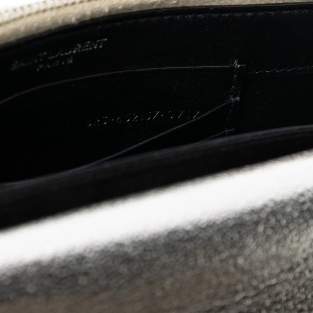 Saint Laurent B Saint Laurent Gold Light Gold Calf Leather Metallic skin Monogram Sunset Wallet on Chain Italy