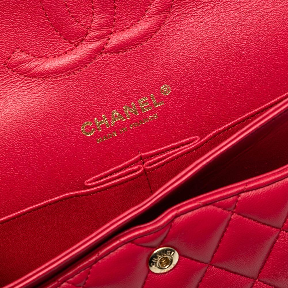 Chanel B Chanel Red Lambskin Leather Leather Medium Classic Lambskin Double Flap France