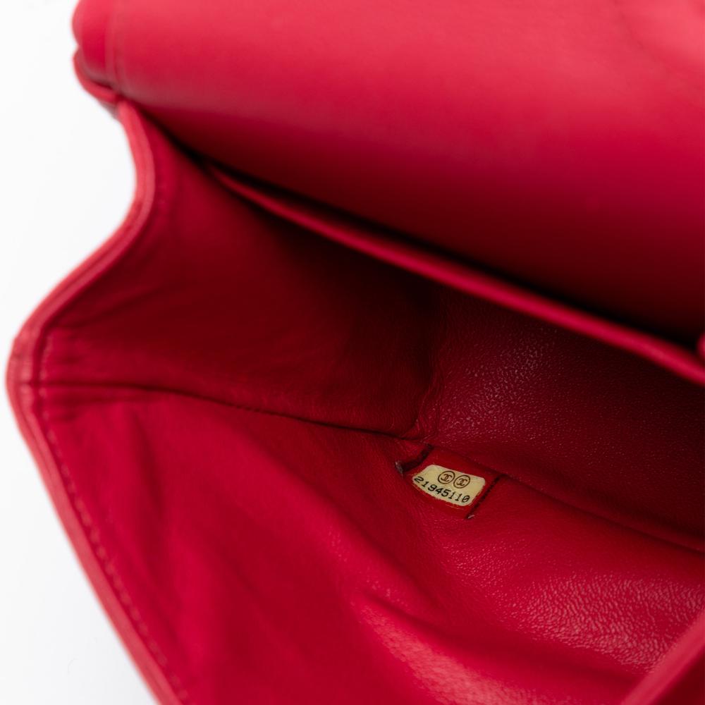 Chanel B Chanel Red Lambskin Leather Leather Medium Classic Lambskin Double Flap France