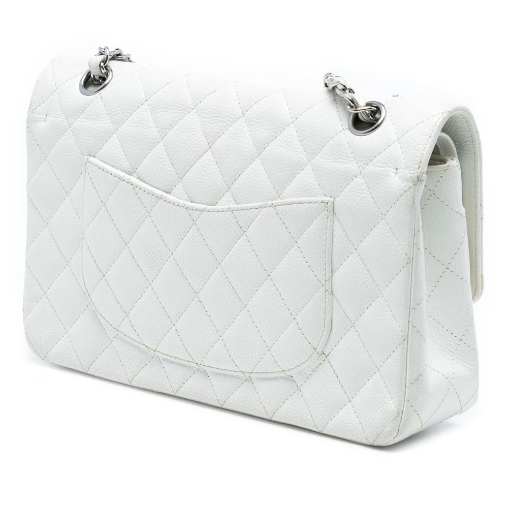Chanel B Chanel White Off White Caviar Leather Leather Medium Classic Caviar Double Flap France