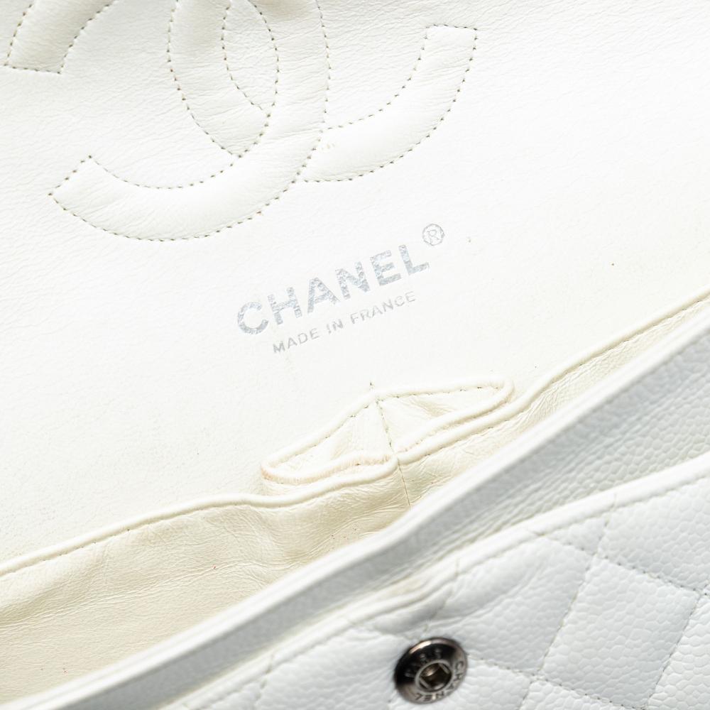 Chanel B Chanel White Off White Caviar Leather Leather Medium Classic Caviar Double Flap France