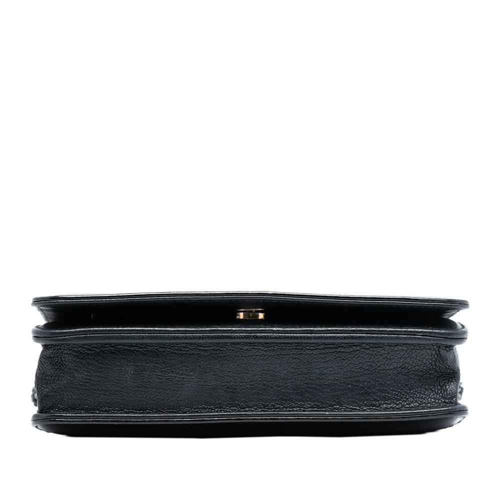 Chanel Black Patent Leather Leather CC Quilted Patent Aged Calfskin Gabrielle Wallet On Chain Italy