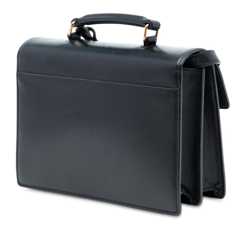 Saint Laurent B Saint Laurent Black Calf Leather Medium High School Satchel Italy