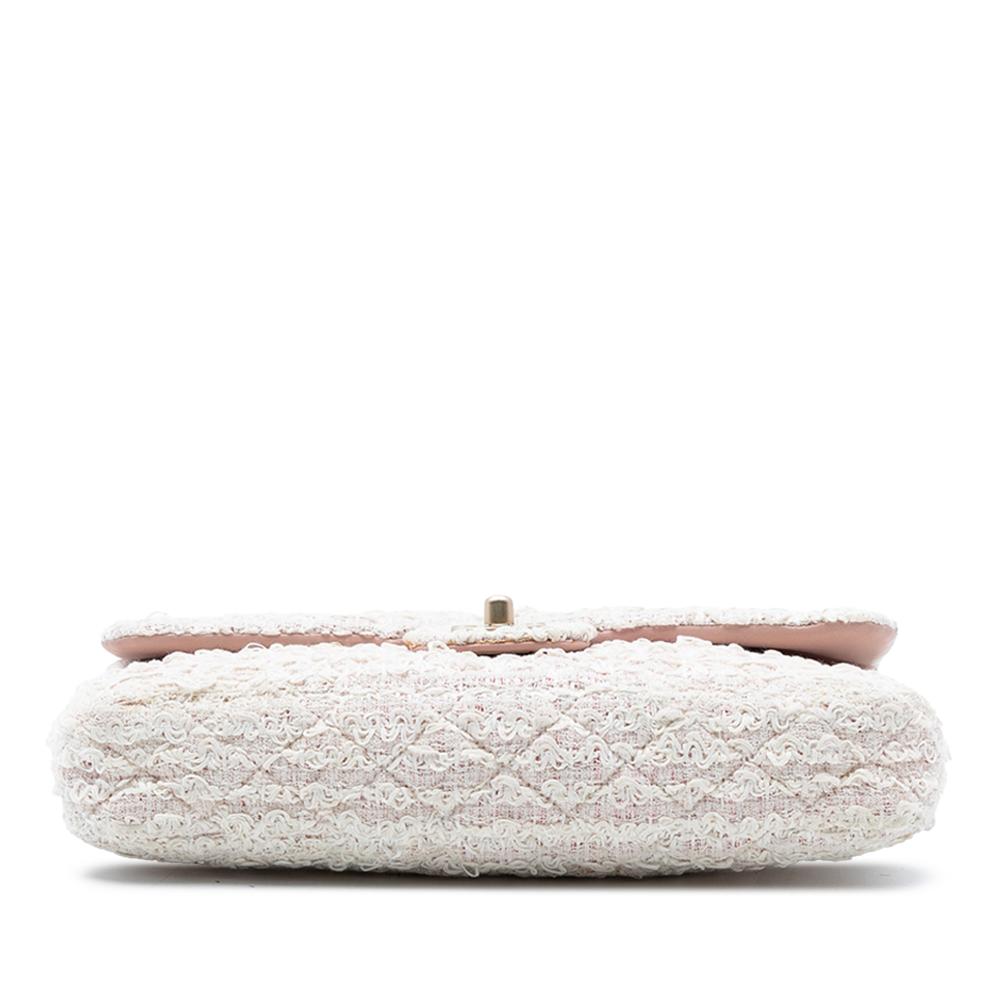 Chanel AB Chanel Pink Light Pink with White Tweed Fabric Medium Classic Single Flap France