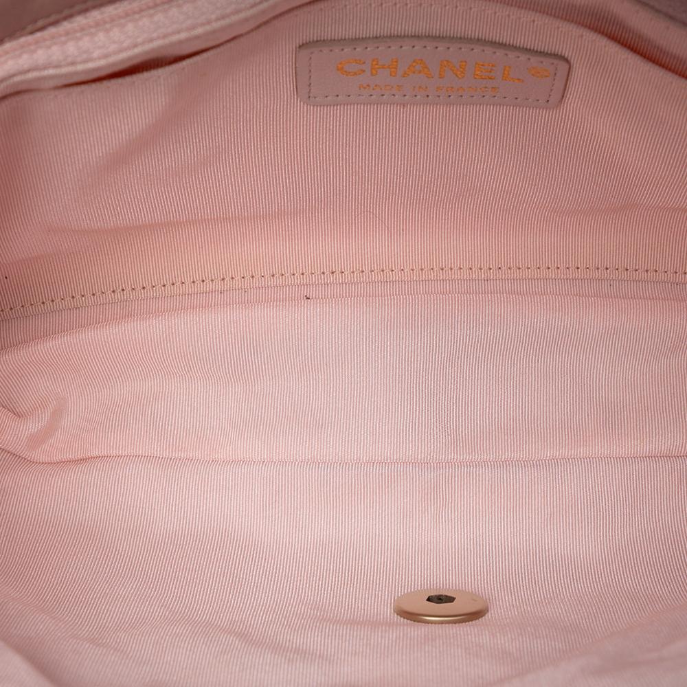 Chanel AB Chanel Pink Light Pink with White Tweed Fabric Medium Classic Single Flap France
