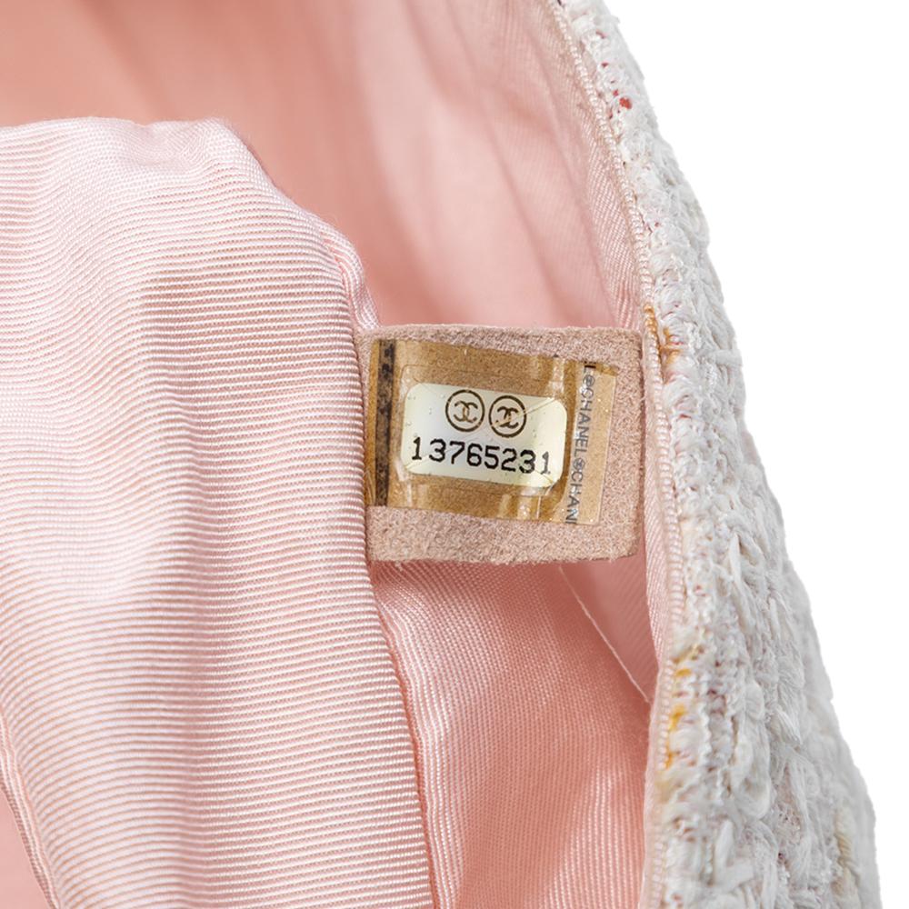 Chanel AB Chanel Pink Light Pink with White Tweed Fabric Medium Classic Single Flap France