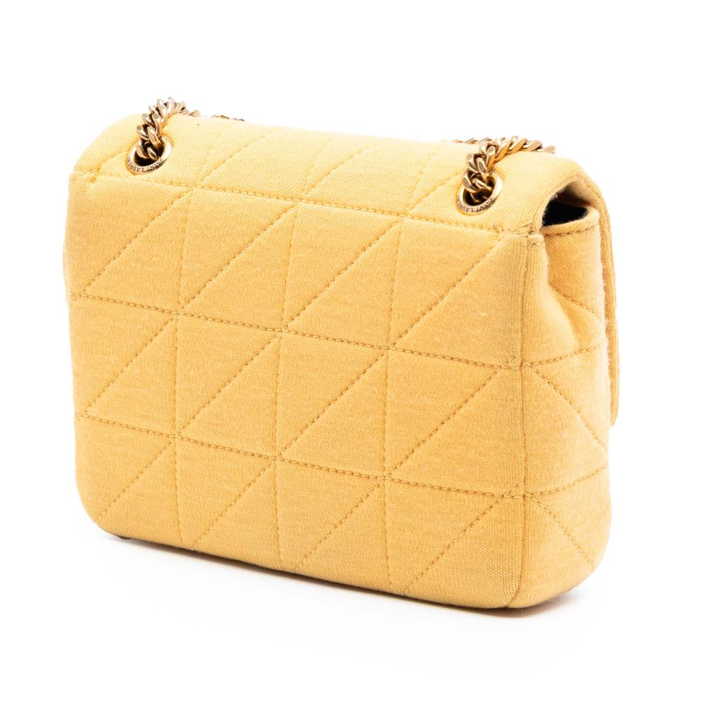 Saint Laurent AB Saint Laurent Yellow Mustard Wool Fabric Mini Jersey Patchwork Jamie Crossbody Italy