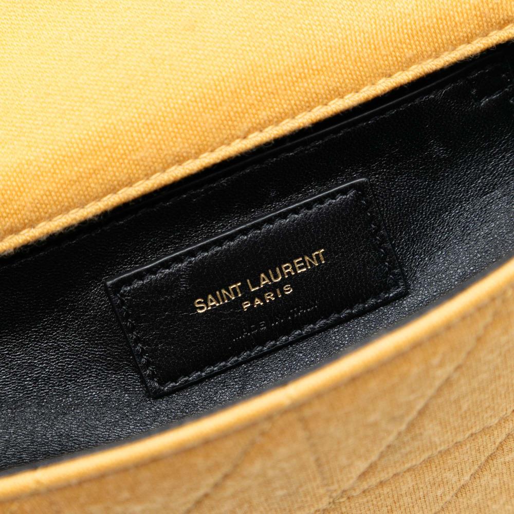 Saint Laurent AB Saint Laurent Yellow Mustard Wool Fabric Mini Jersey Patchwork Jamie Crossbody Italy