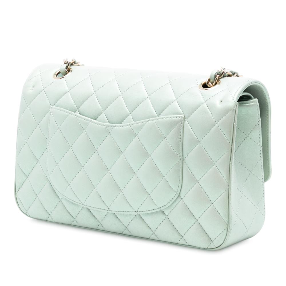 Chanel AB Chanel Green Mint Lambskin Leather Leather Medium Classic Iridescent Lambskin Double Flap France
