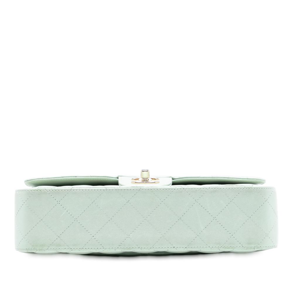 Chanel AB Chanel Green Mint Lambskin Leather Leather Medium Classic Iridescent Lambskin Double Flap France