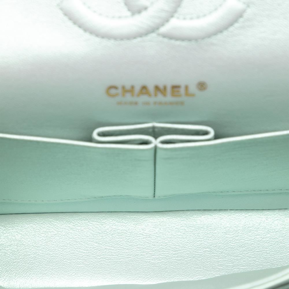Chanel AB Chanel Green Mint Lambskin Leather Leather Medium Classic Iridescent Lambskin Double Flap France