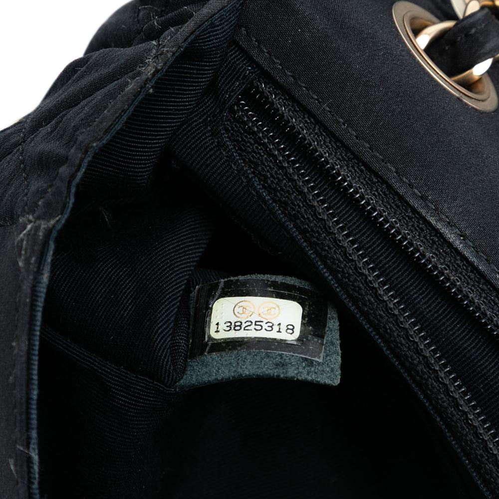 Chanel B Chanel Black Nylon Fabric Limited Edition Medium Classic Quilted Floral Single Flap France