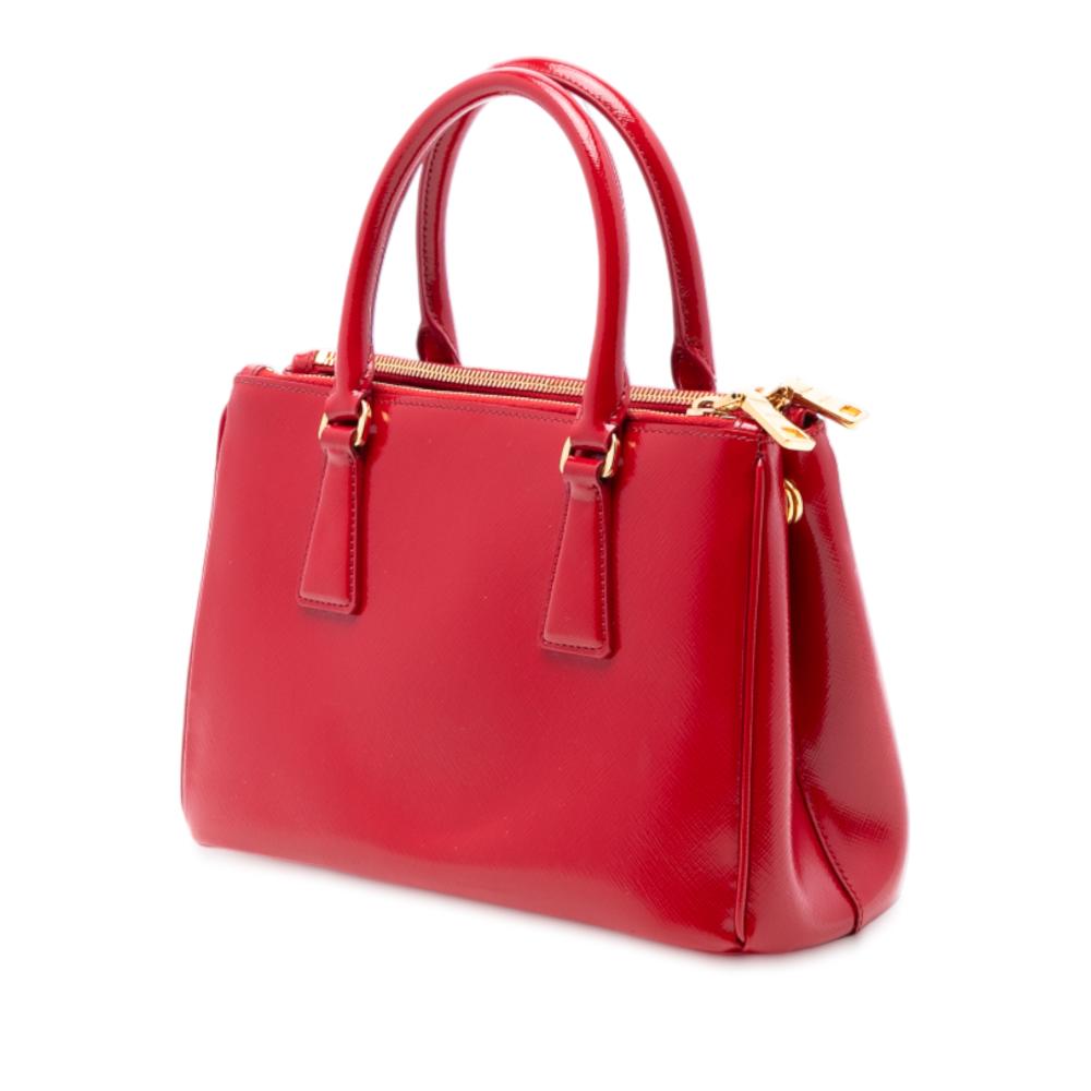 Prada B Prada Red Saffiano Leather Mini Vernice Galleria Double Zip Satchel Italy
