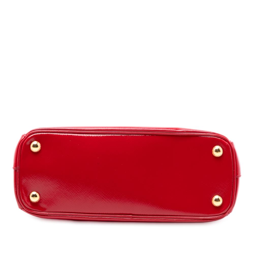 Prada B Prada Red Saffiano Leather Mini Vernice Galleria Double Zip Satchel Italy