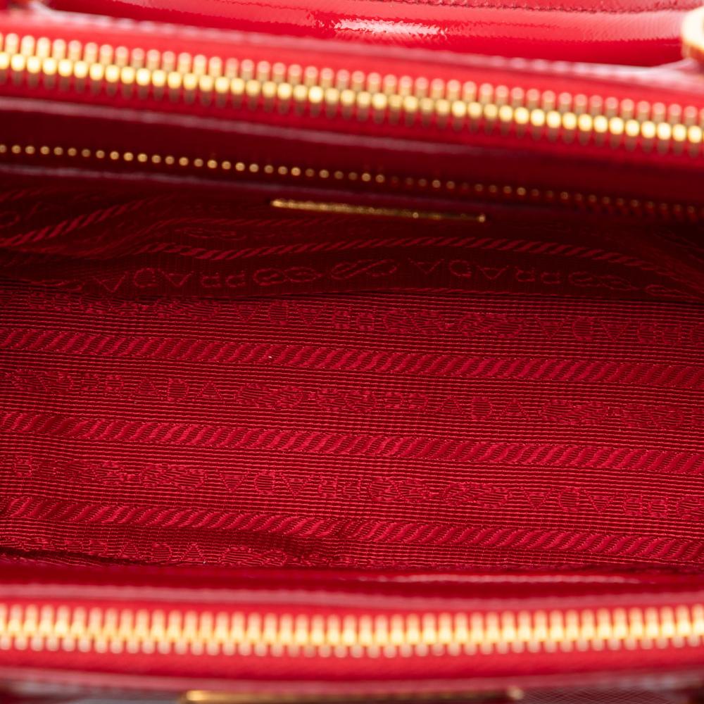 Prada B Prada Red Saffiano Leather Mini Vernice Galleria Double Zip Satchel Italy