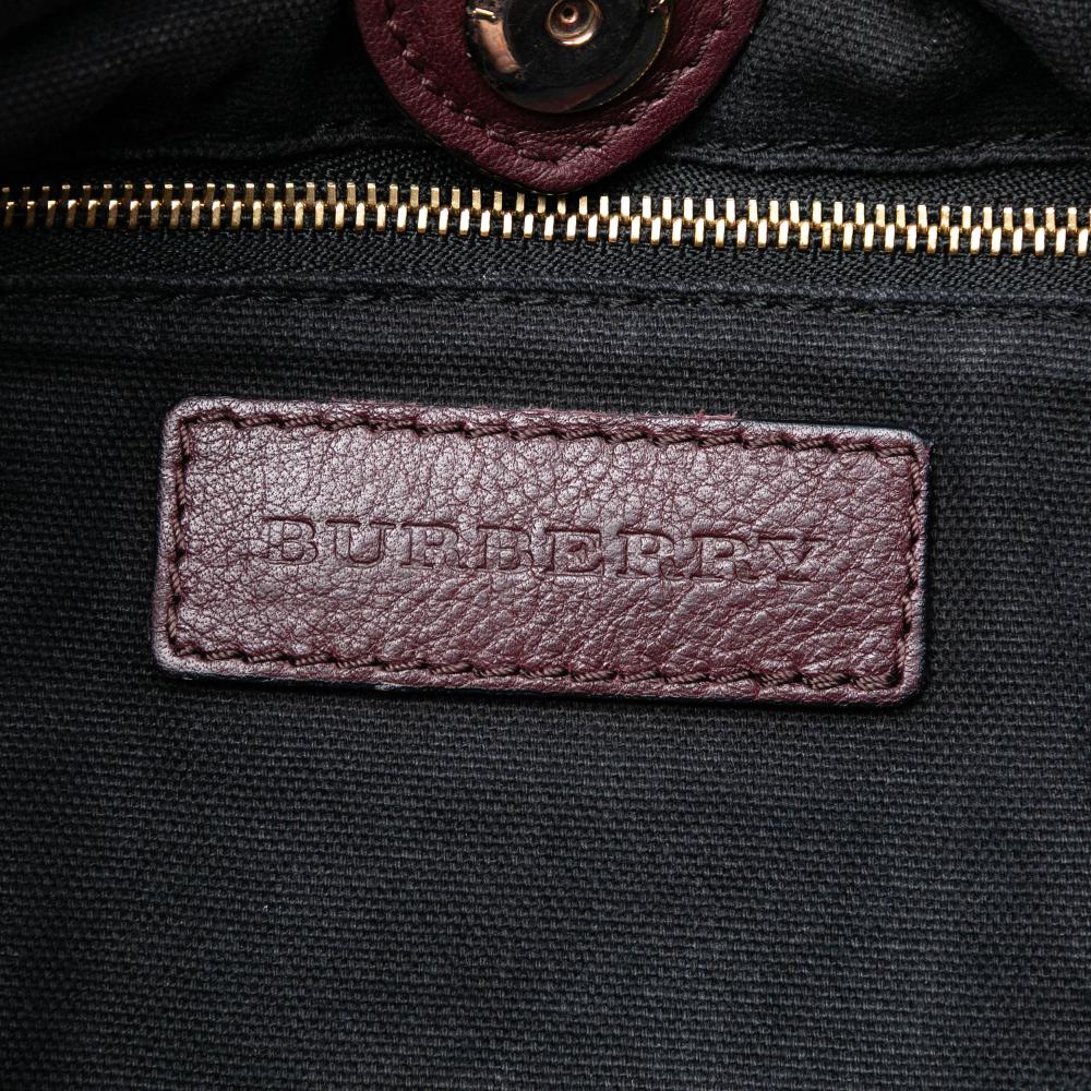 Burberry B Burberry Red Burgundy Calf Leather House Check Canvas and skin Little Crush Crossbody Italy