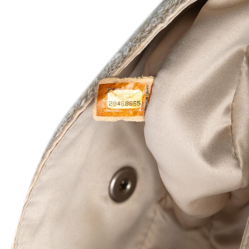 Chanel B Chanel Brown Light Beige Mesh Fabric Medium CC Sequins Single Flap Italy