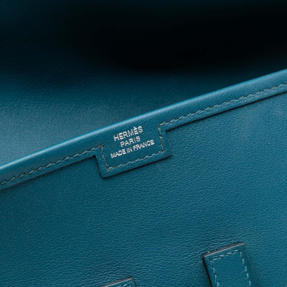 Hermès AB Hermès Blue Peacock Calf Leather Swift Jige Elan 29 France