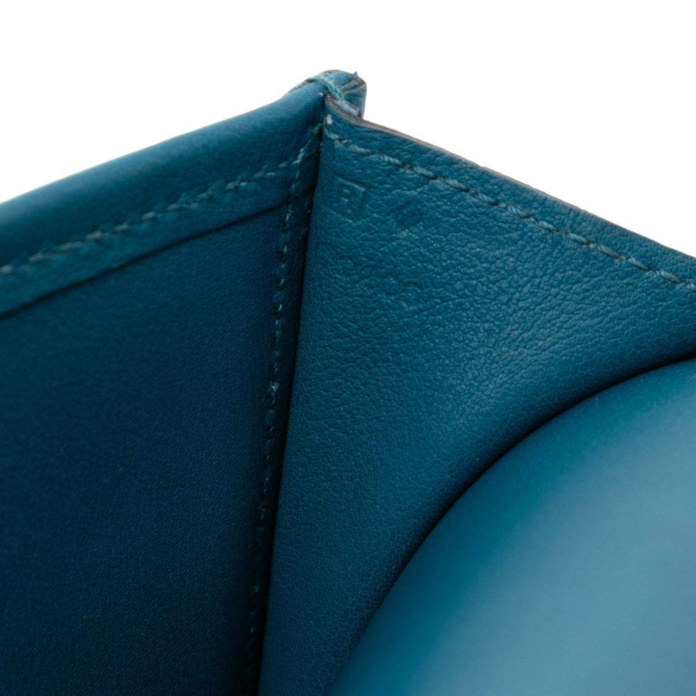 Hermès AB Hermès Blue Peacock Calf Leather Swift Jige Elan 29 France