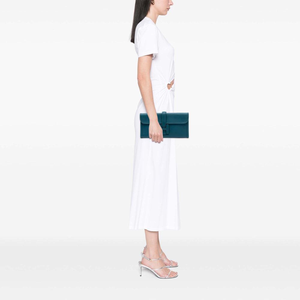 Hermès AB Hermès Blue Peacock Calf Leather Swift Jige Elan 29 France