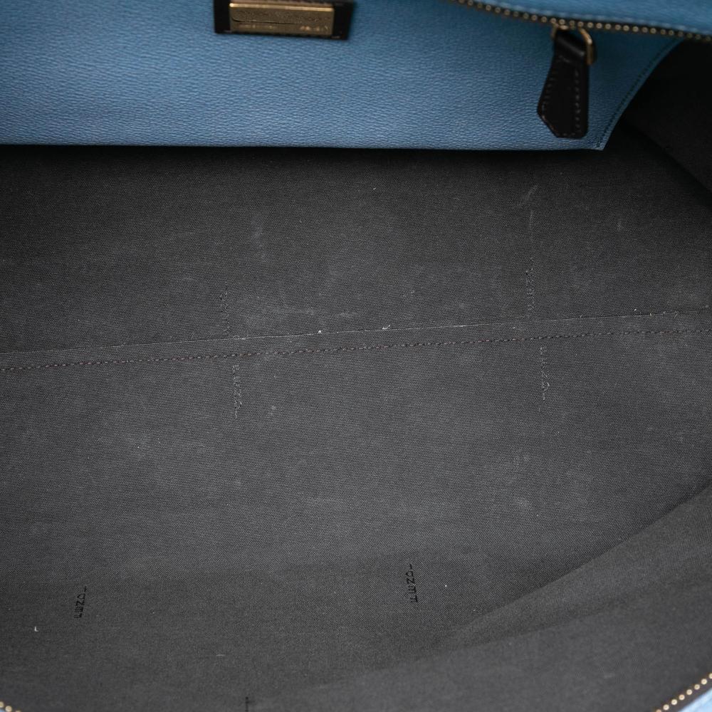 Fendi B Fendi Blue Light Blue with Brown Coated Canvas Fabric Medium Ombre Zucca Spalmati Roll Tote Italy