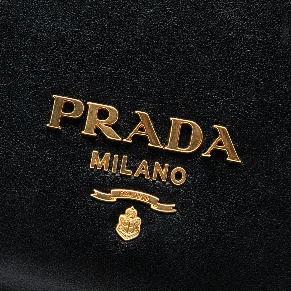 Prada B Prada Black Calf Leather City Pionniere Saddle Bag Italy