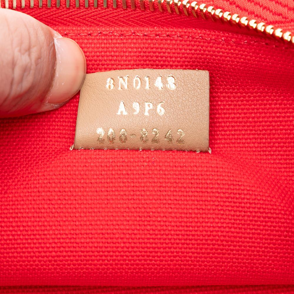 Fendi AB Fendi Red Canvas Fabric Zucca Embroidered Zip Pouch Italy