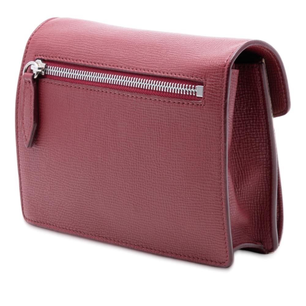 Burberry B Burberry Red Calf Leather Small and House Check Canvas Derby Macken Crossbody Italy