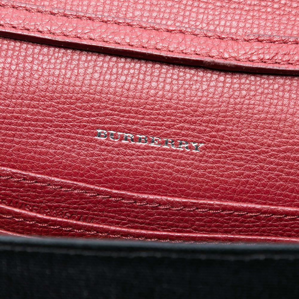 Burberry B Burberry Red Calf Leather Small and House Check Canvas Derby Macken Crossbody Italy