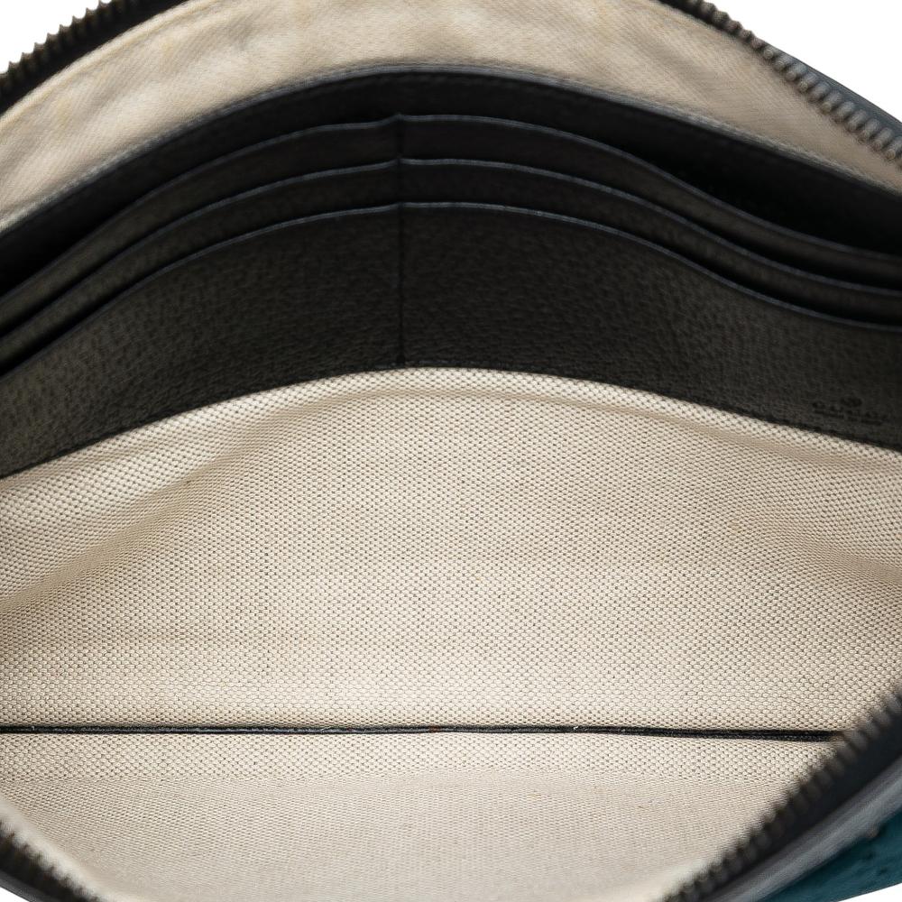 Gucci B Gucci Blue Navy Velvet Fabric GG Ophidia Clutch Italy