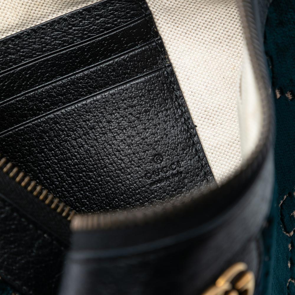 Gucci B Gucci Blue Navy Velvet Fabric GG Ophidia Clutch Italy