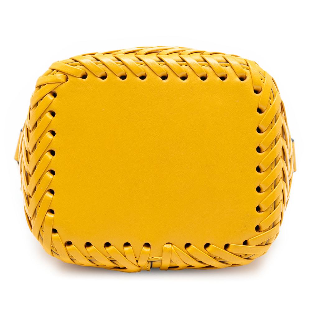 Fendi B Fendi Yellow Calf Leather Mini Embossed Whipstitch Mon Tresor Bucket Bag Italy