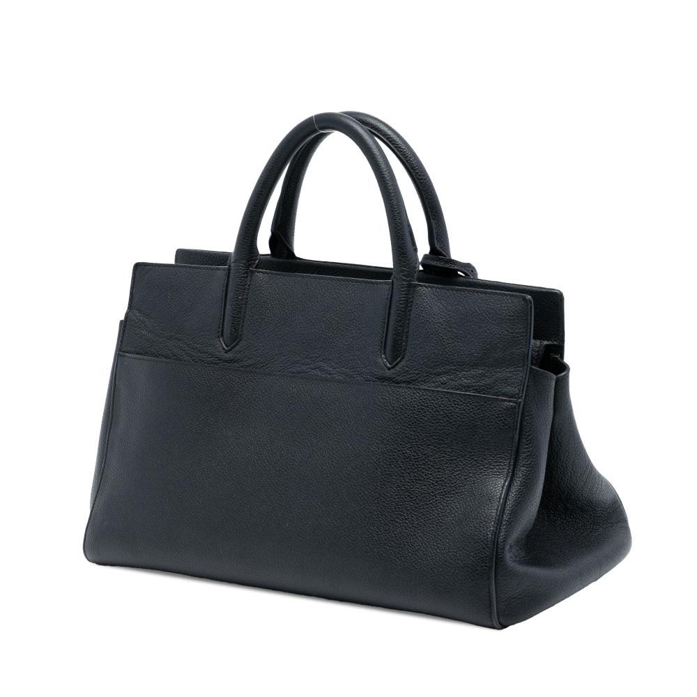 Saint Laurent B Saint Laurent Black Calf Leather Small Grained skin Cabas Rive Gauche Satchel Italy