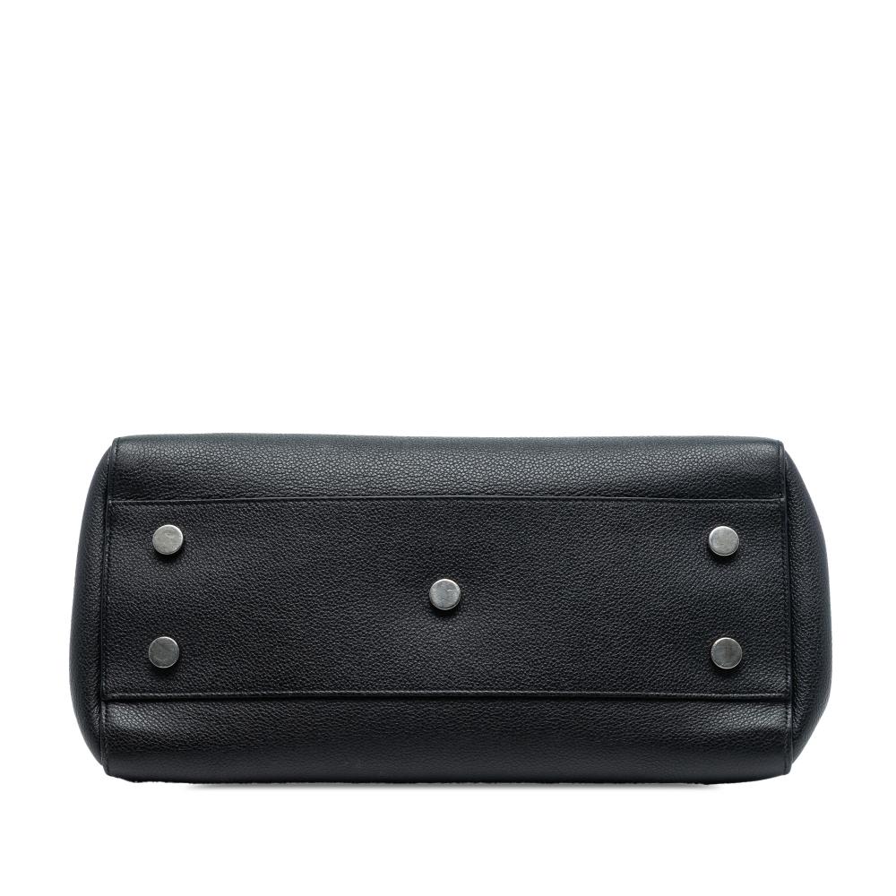 Saint Laurent B Saint Laurent Black Calf Leather Small Grained skin Cabas Rive Gauche Satchel Italy