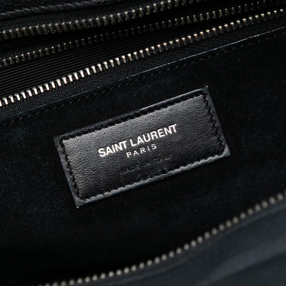 Saint Laurent B Saint Laurent Black Calf Leather Small Grained skin Cabas Rive Gauche Satchel Italy