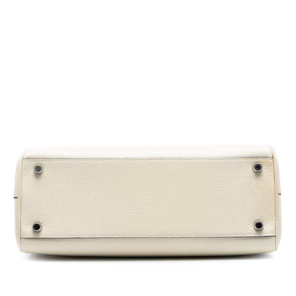Gucci B Gucci White Ivory Calf Leather Small Grained skin Zumi Top Handle Bag Italy