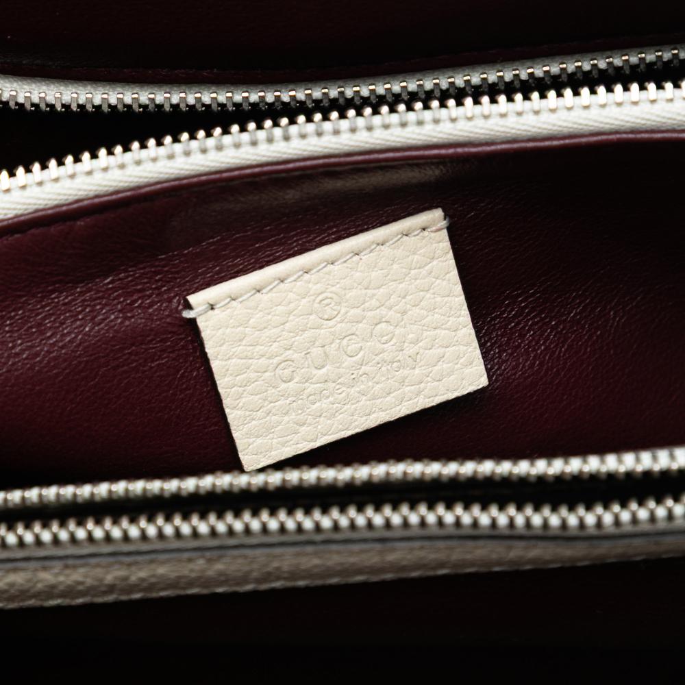 Gucci B Gucci White Ivory Calf Leather Small Grained skin Zumi Top Handle Bag Italy