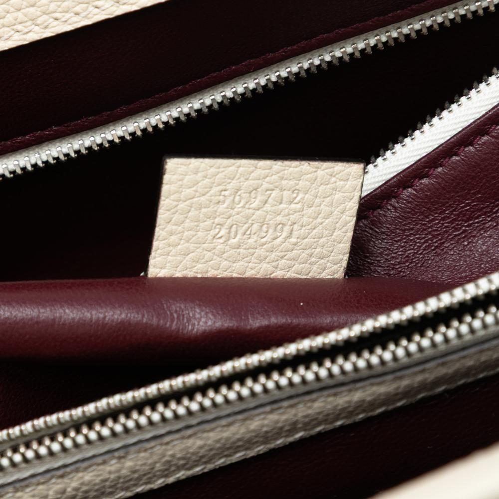 Gucci B Gucci White Ivory Calf Leather Small Grained skin Zumi Top Handle Bag Italy