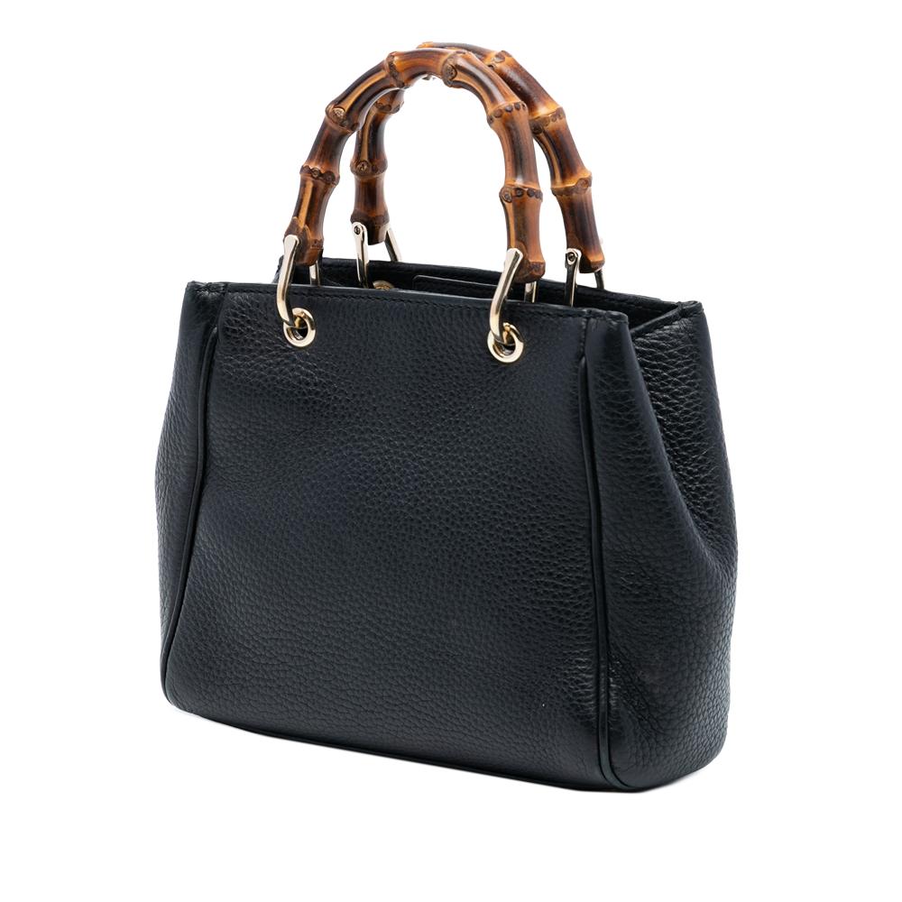 Gucci B Gucci Black Calf Leather Mini skin Bamboo Shopper Satchel Italy