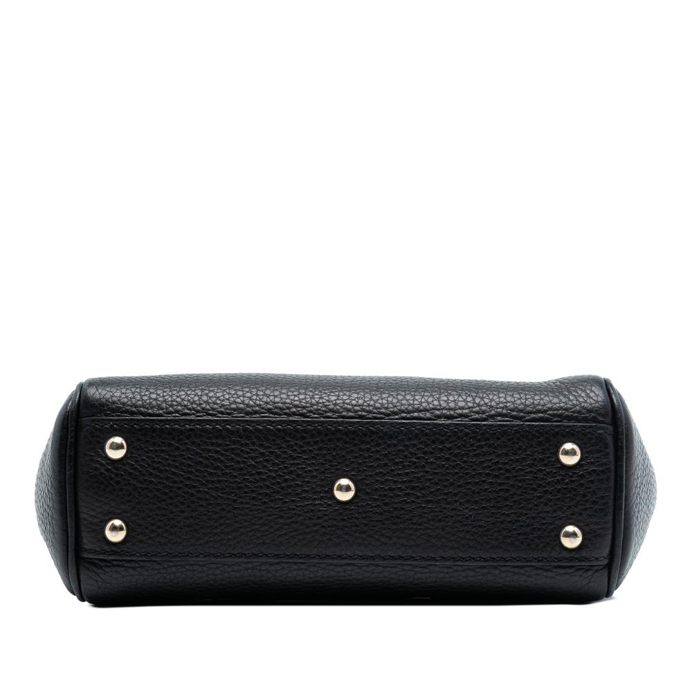 Gucci B Gucci Black Calf Leather Mini skin Bamboo Shopper Satchel Italy