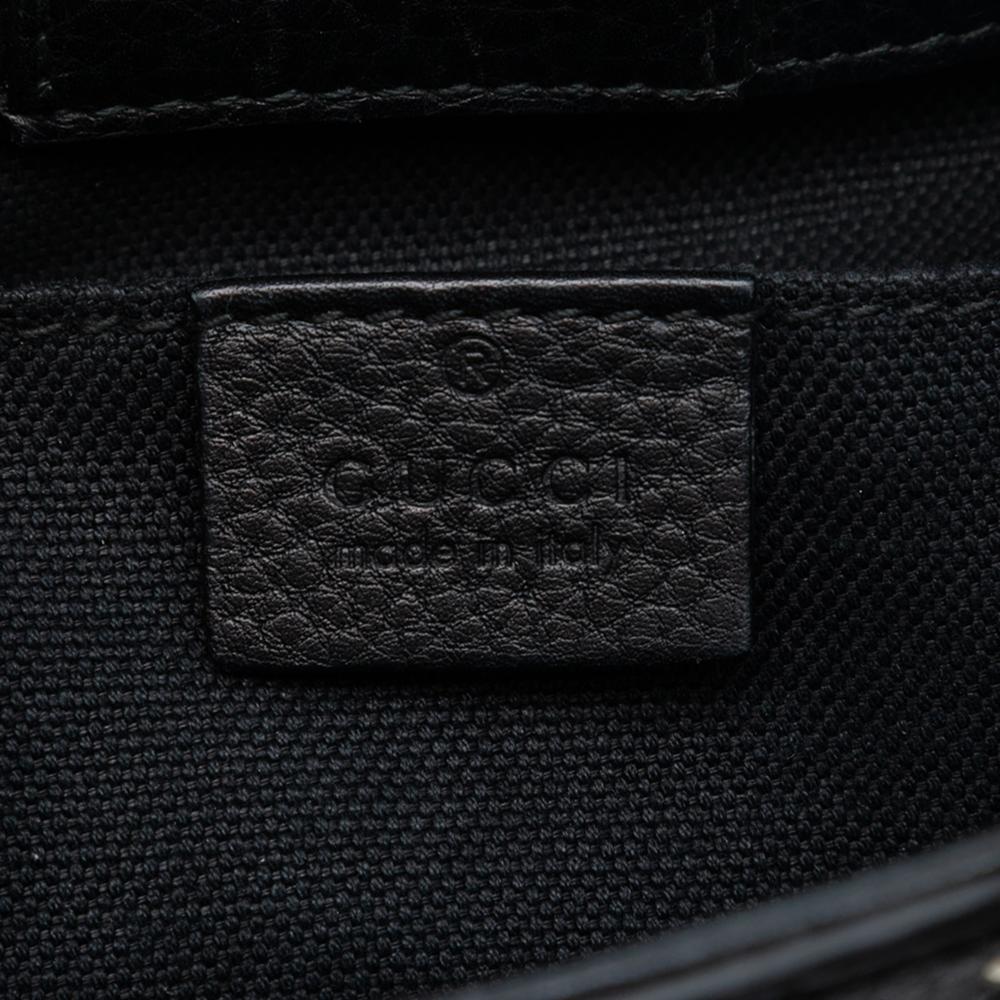 Gucci B Gucci Black Calf Leather Mini skin Bamboo Shopper Satchel Italy