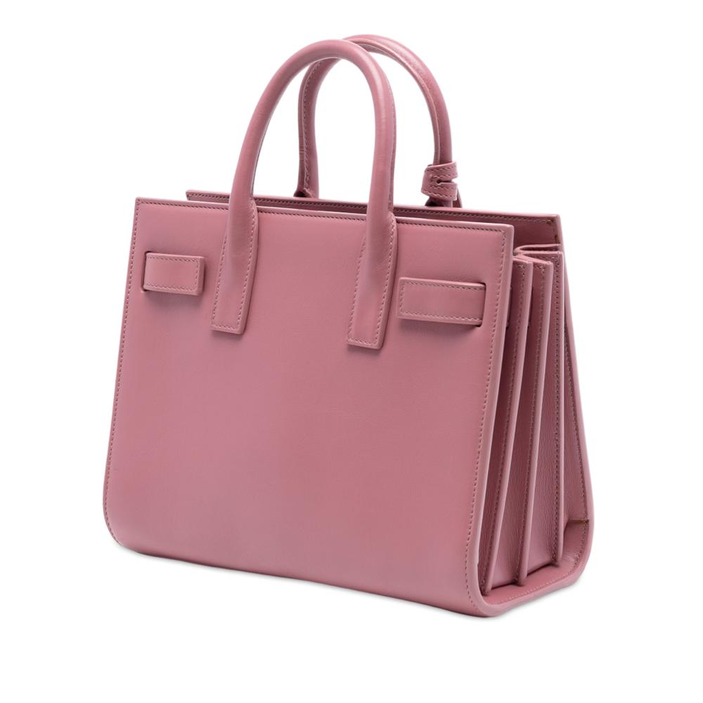 Saint Laurent B Saint Laurent Pink Rose Gold Calf Leather Nano Sac De Jour Satchel Italy