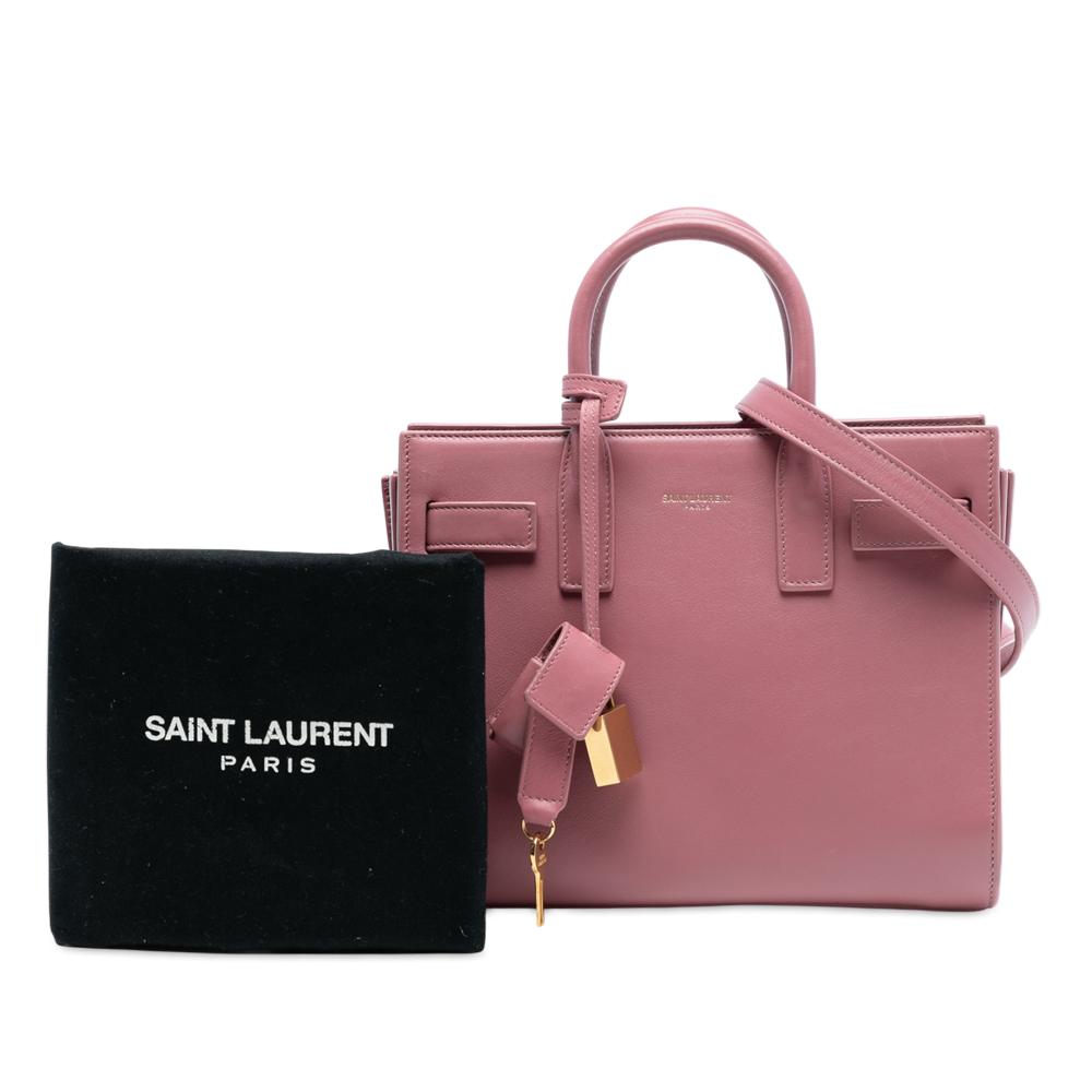 Saint Laurent B Saint Laurent Pink Rose Gold Calf Leather Nano Sac De Jour Satchel Italy