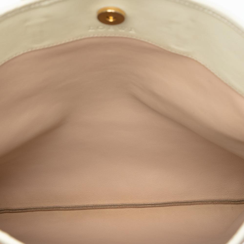 Loewe AB LOEWE Brown Beige with White Suede Leather Anagram Tote Spain