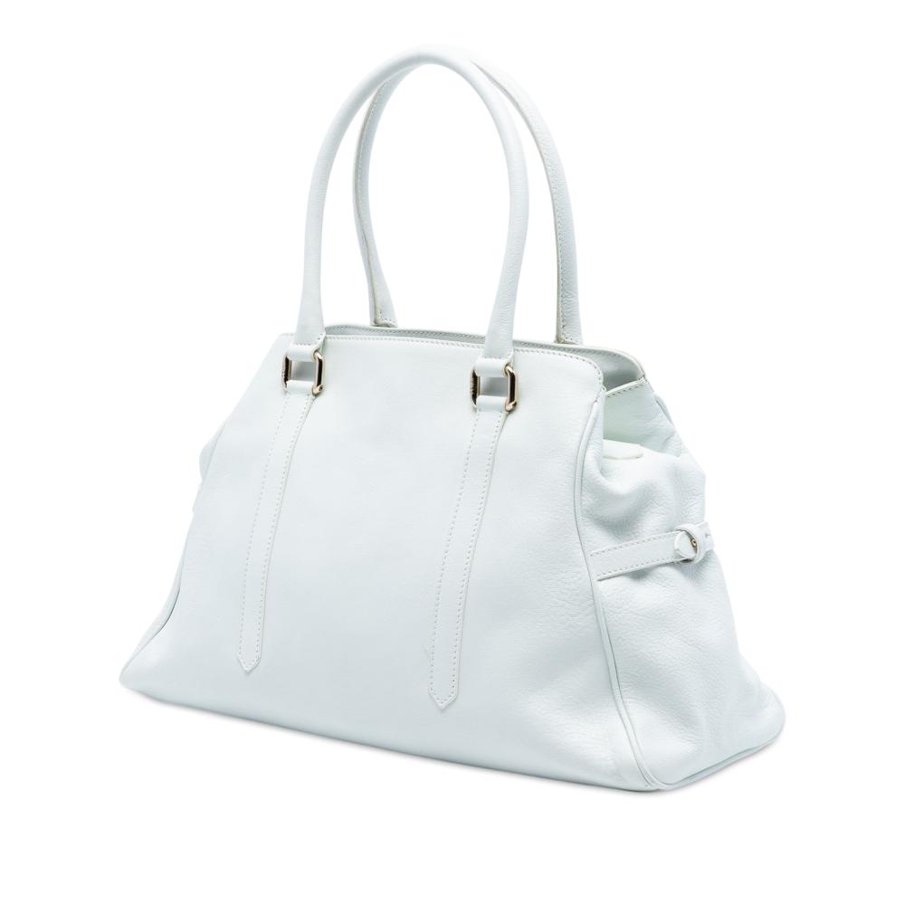 Fendi B Fendi White Calf Leather FF Tote Italy