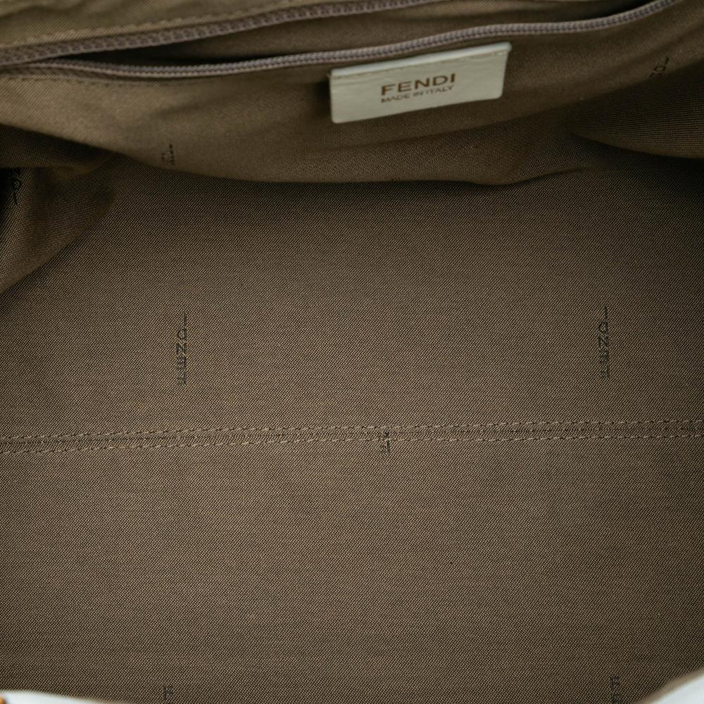 Fendi B Fendi White Calf Leather FF Tote Italy