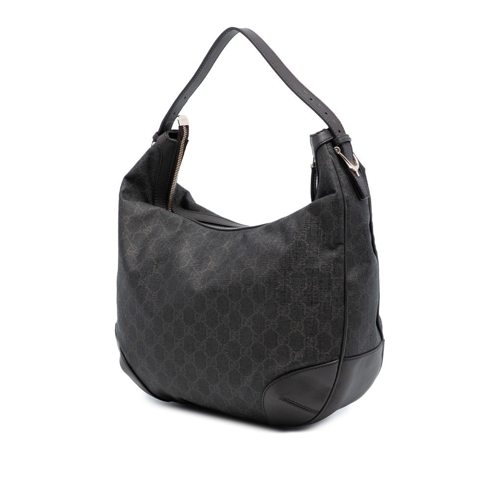 Gucci B Gucci Brown Dark Brown Coated Canvas Fabric GG Supreme Nice Shoulder Bag Italy